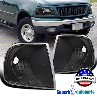 Fits 1997-2003 Ford F150 Expedition Corner Lamps Turn Signal Lights Black Foto 1 de 4