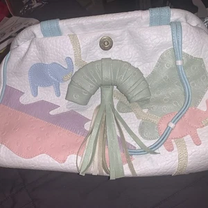 Vintage Pastels elephant themed Handbag hand held straps - Picture 1 of 12