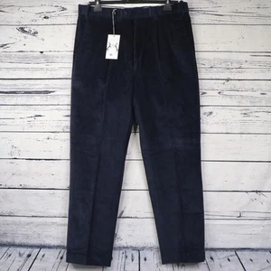 Peter Christian Pleated Corduroy Trousers Mens W38 L29 Conker County Navy Blue - Picture 1 of 13