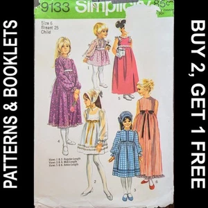 Vintage Simplicity Mädchen Kleid in 3 Längen + Schalmuster #9133 Größe 6 SCHNITT/INC - Bild 1 von 7