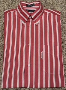 Vintage Herren Faconnable rot gestreift 100 % Baumwolle Oxford Hemd 2-15R - Bild 1 von 12