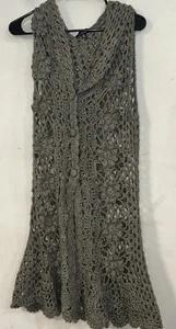 Gilet cardigan donna grigio con cappuccio all'uncinetto misto lana Cecico - Foto 1 di 4