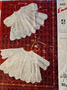 copy Emu 8427 Crochet PATTERN Vintage Baby Matinee Coats 18-20" Chest 4ply - Picture 1 of 4