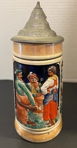Vtg Werner Corzelius West German 1/2 Liter Beer Stein-Pewter Top-1960s - Picture 1 of 17