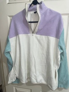 ASOS Design Womens Small White/Purple/Blue Pullover Sweatshirt (EX COND) - Picture 1 of 3