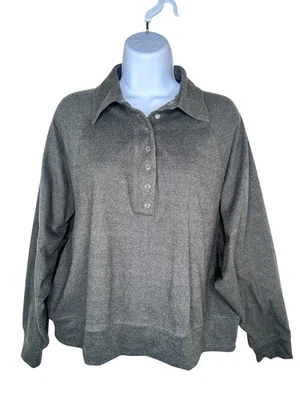 Top de mujer Ebb & Flow a presión Henley recortado Pullover mediano SUPER SUAVE M marrón Foto 1 de 4