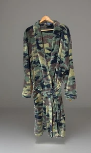 Croft & Barrow Outdoor Camp Camo Camouflage Belted Bath Robe Pockets 1X-2X - Picture 1 of 13
