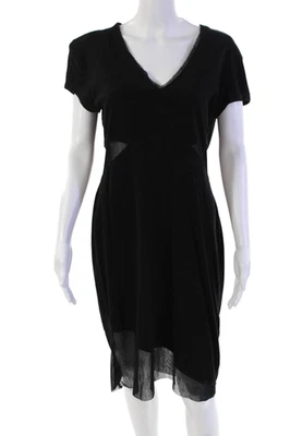 Vestido Suéter Rachel Rachel Roy Para Mujer Mangas Cortas Cuello en V Negro Talla Grande Foto 1 de 4