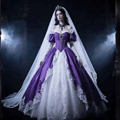 Vestidos de novia góticos medievales sin tirantes plisados apliques de encaje vestidos de novia Foto 1 de 4