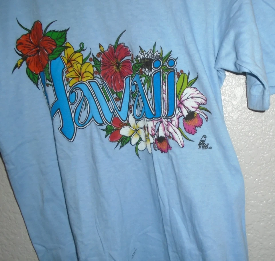 vintage 80s HAWAII t shirt poly tees Sunstrokes sun strokes Medium - Image 1 of 4