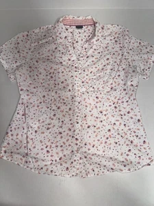 Basic Editions Damenbluse Größe L Blumenmuster Kurzarm Knopfleiste - Bild 1 von 4