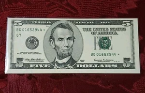 1999 Federal Reserve Note $5 Star Note Crisp Unc, Free Shipping - Picture 1 of 6