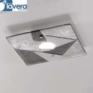 PLAFONIERA APPLIQUE DI MURANO TRIGONO PL30 ORIGINALE ARGENTO - Imagen 1 de 2