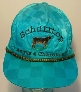 Vintage 1990s Schurrtop Angus Charolais Livestock Checkerboard HAT MADE IN USA - Picture 1 of 12