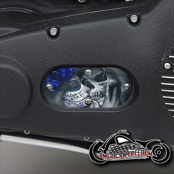 CUBIERTA DE INSPECCIÓN OVALADA HARLEY DAVIDSON 1986-2006 DYNA SOFTAIL - Death Blue Kiss Foto 1 de 1