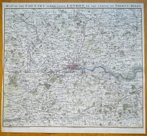 Antique Map LONDON & Environs, John Russell, David Hughson Original 1808 - Picture 1 of 5