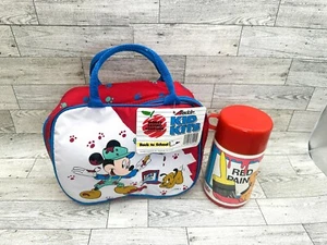 NWT Vintage Aladdin Mickey Mouse Red Paint Paw Prints Soft Lunchbox w/Thermos - Picture 1 of 11