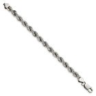 Stainless Steel 7Mm Mens Polished Rope Chain Bracelet