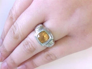 Pre-Owned David Yurman 8mm Citrine Orange Gemstone 14k/925 Ring. Size 6 - Picture 1 of 14