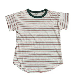 Madewell Ringer T-Shirt rosa grün gestreift kurzärmelig Gr. S weicher abgerundeter Saum - Bild 1 von 6