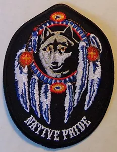 NATIVE PRIDE BIKER PATCH - WOLF FEATHERS DREAM CATCHER - Picture 1 of 1