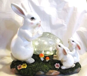 Solar Power Family of Bunnies LED Light Garden Statue - Picture 1 of 4