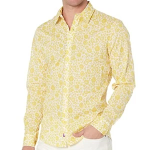 Michael Kors Men's Floral Button Down Shirt (Large, Meringue) $198 - Picture 1 of 3