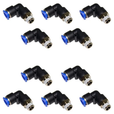JCP 10pcs 3/8" OD Tube X 1/4" NPT Pneumatic Elbow, Push To Connect Air Fitting