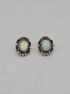 Vintage weiße Opal Sterlingsilber Ohrringe - Bild 1 von 5