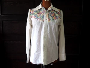 VTG 60s Ely Western Rainbow Embroider Pearl Snap Dagger Collar Cowboy Shirt Sz M - Picture 1 of 17