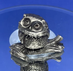 Vintage 1977 Hallmark Little Gallery ~ Fine Pewter ~ Owl Perched On Branch - Picture 1 of 9