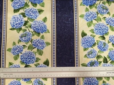 4.5 Metres Printed 100% Cotton Premium Craft Fabric Hydrangea Blue - Image 1 of 2