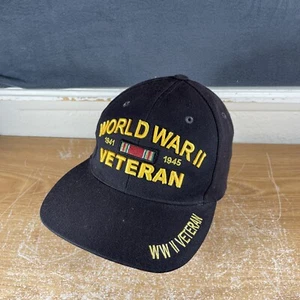 Black World War II WWII Veteran WW2 Military Baseball Cap Hat - Picture 1 of 11