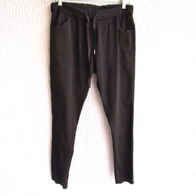 Pantalones de satén Gigi Moda M marrón liso con cordón cintura tiro alto pantalón tobillo Foto 1 de 4