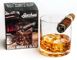 Cigar Glass - Whiskey Glass With Cigar Rest, Hand Blown Glass - Picture 1 of 8