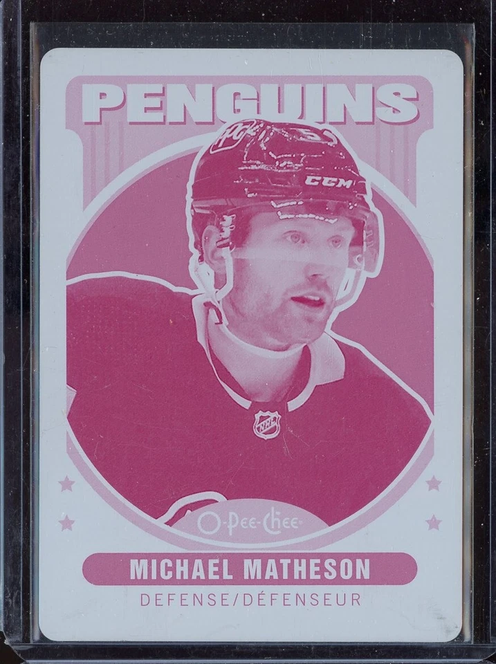2021-22 O-Pee-Chee Printing Plates Magenta #440 Michael Matheson 1/1 - Image 1 of 1