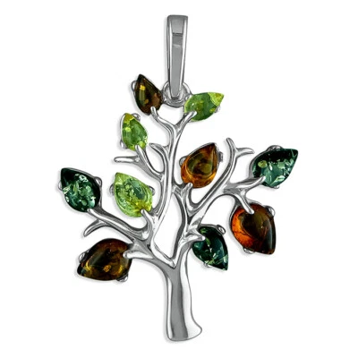 Ambra Ciondolo Albero Della Vita Argento Sterling Massiccio 925 Marchiato 45.7cm - Immagine 1 di 3