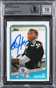 Raiders Bo Jackson Signed 1988 Topps #327 Rookie Card Auto 10! BAS Slabbed - Picture 1 of 2