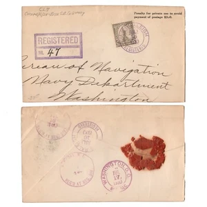 USS RALEIGH (CL-7) Light Cruiser • 1930 15¢ Registered Official Naval Cover _1 - Picture 1 of 1