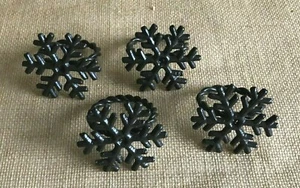 Set of 4 Brown Metal Snowflake Napkin Rings Holders Table Decor Winter Christmas - Picture 1 of 2