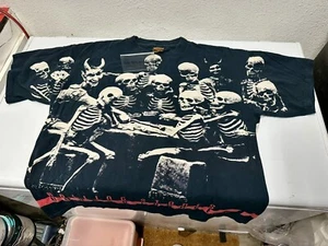 Vintage Rolling Stones 1994 Voodoo Lounge Brockum Skeleton Tee Shirt XL - Picture 1 of 4
