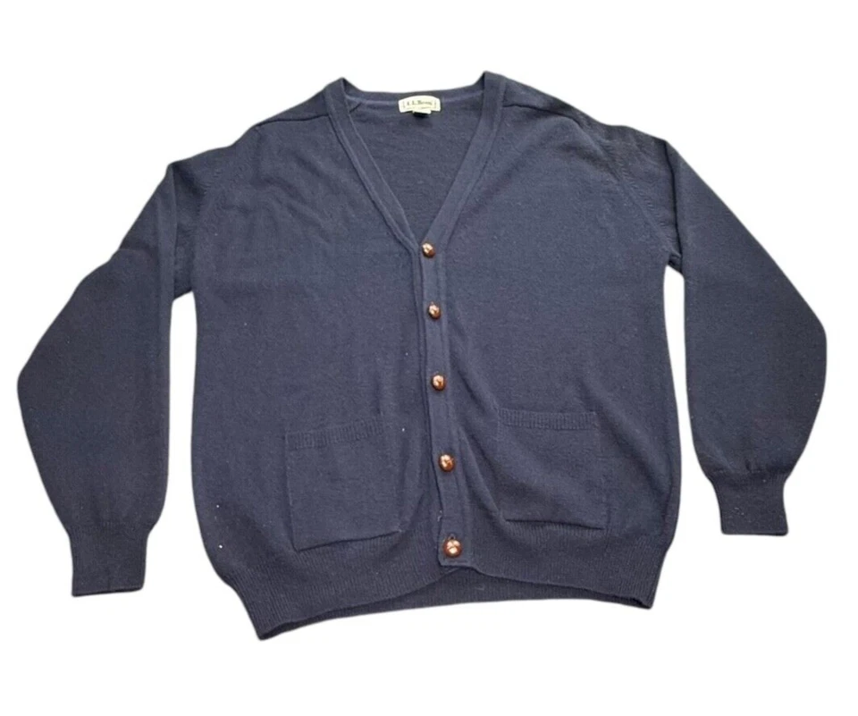 VTG LL Bean Sweater Mens Large 100% Lambs Wool Cardigan Grandpa Button - Image 1 of 4