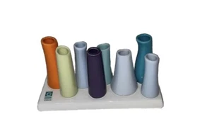 Chive Pooley arte moderna ceramica 8 tubi vaso fiori boccioli colorato alto 4" - Foto 1 di 3