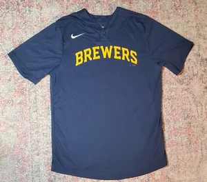 Nike Milwaukee Brewers Blue One-Button Jersey-Men's Size M-GUC - Picture 1 of 11