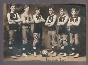 Jefferson WISCONSIN RPPC 1908 BOYS BASKETBALL TEAM Studio Shot nr Fort Atkinson - Picture 1 of 2