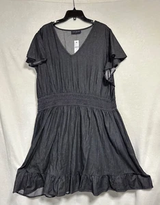 Lane Bryant Women's 3X Dress Black Smocked-Waist Flutter Sleeve w/Pockets - Bild 1 von 12