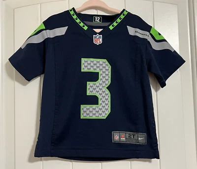 Camiseta de fútbol americano Nike NFL Seattle Seahawks #3 Wilson azul niño pequeño 2T en el campo Foto 1 de 4