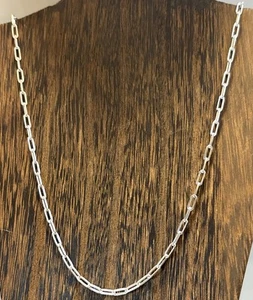 Paper Clip Links Chain Necklace Sterling Silver 925 20” Long Clips 3x5mm Italy - Picture 1 of 7