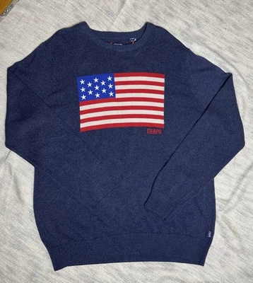 Suéter masculino novo com etiquetas Chaps tamanho XLarge bandeira americana pulôver de algodão azul marinho - Imagem 1 de 4