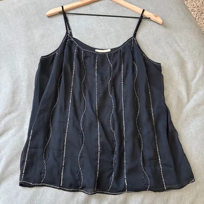 Denim & Supply Ralph Lauren Cami Tank с бисером черный M Boho Festival Western Glam - Изображение 1 из 4
